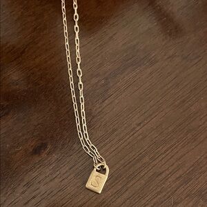 Gold Chain Necklace with  S Initial Pendant
